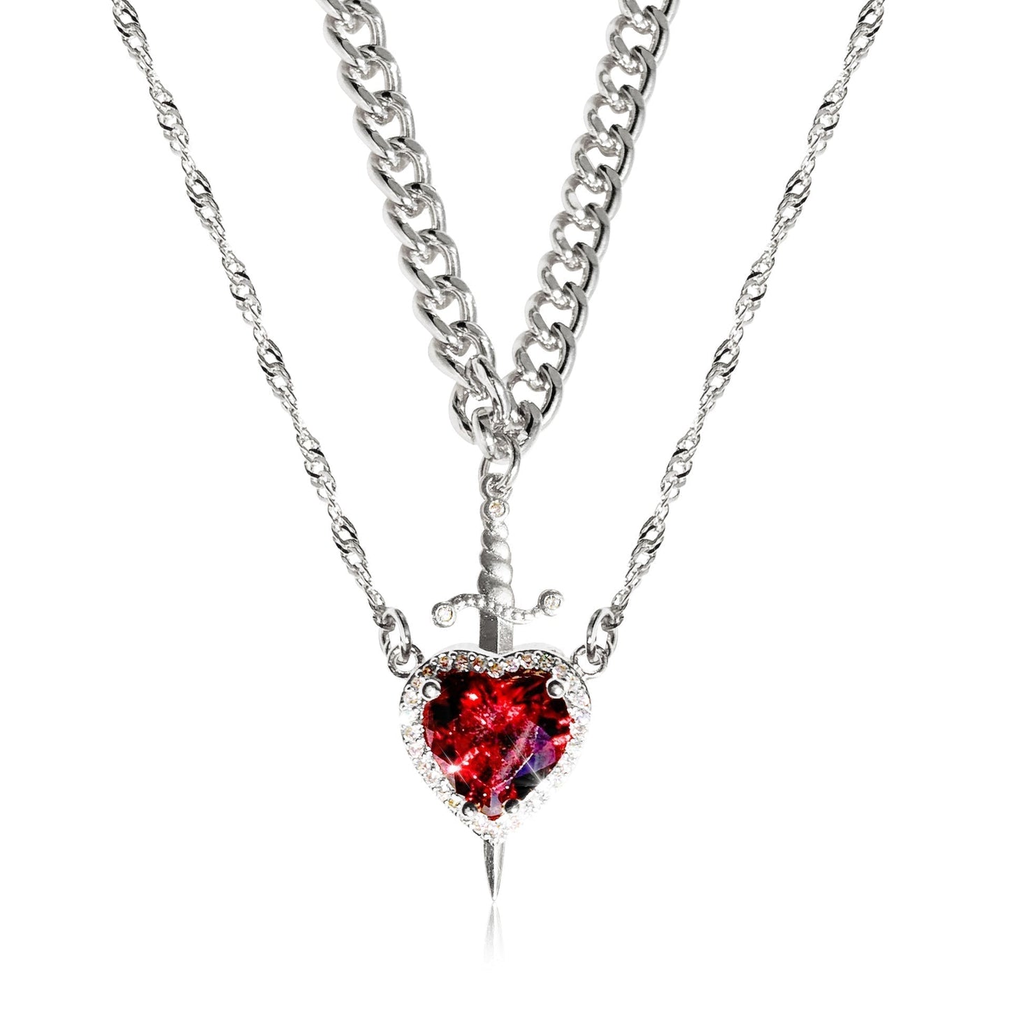 Heart & Dagger Necklace Set