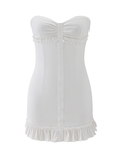 KITTIE STRAPLESS DRESS - WHITE